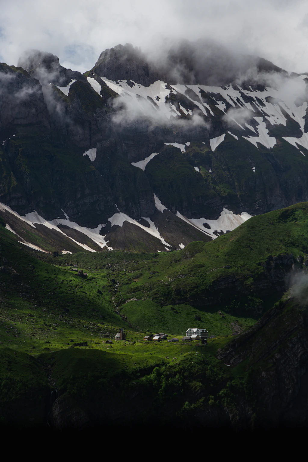 Berggasthaus Meglisalp from the slopes of Schäfler Ridge