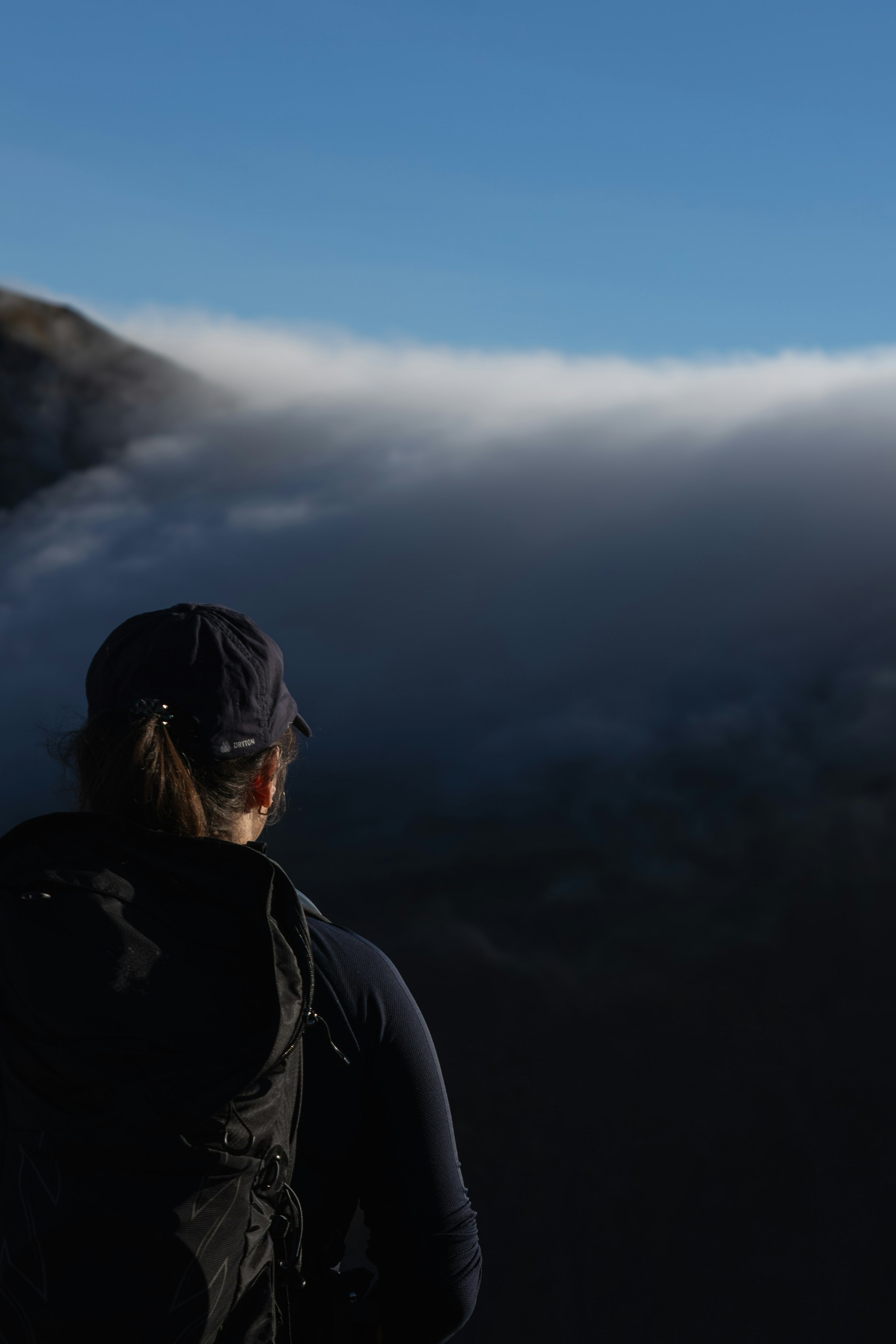 Kerry looking at cloud rolling over Ben Lawers